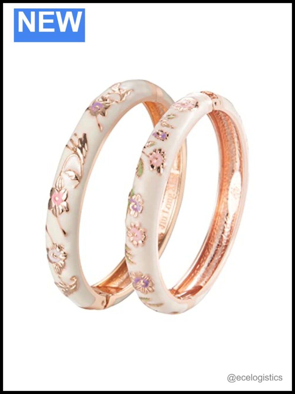 Cloisonne Enamel Cuff Bracelet Set Hinged Bangles Butterfly Floral Jewelry Gift